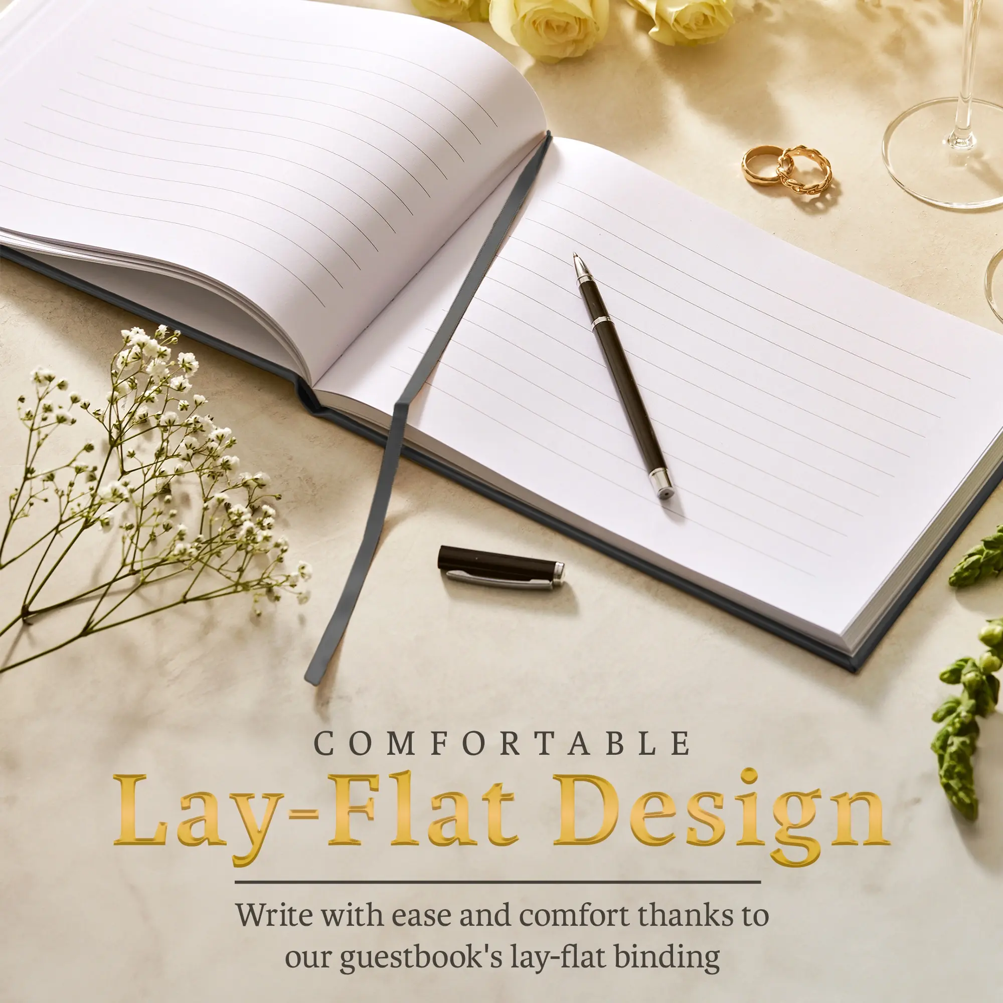 Custom Wedding Guest Book - Charcoal